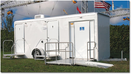 ADA Handicapped Restroom Trailer Rentals With a Wheelchair Ramp in South Carolina